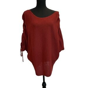 ZARA red cinched tie sleeve knit web sleeve sweater Sz S